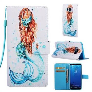 Mermaid Matte Leather Wallet Phone Case for Samsung Galaxy S8