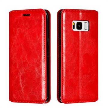 Retro Slim Magnetic Crazy Horse PU Leather Wallet Case for Samsung Galaxy S8 - Red