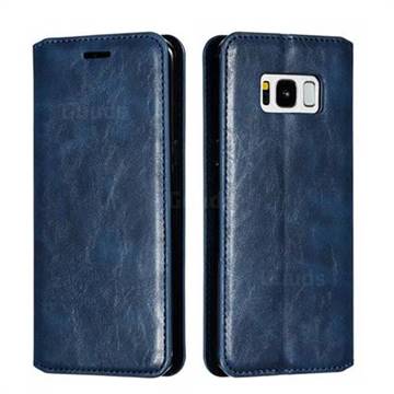 Retro Slim Magnetic Crazy Horse PU Leather Wallet Case for Samsung Galaxy S8 - Blue