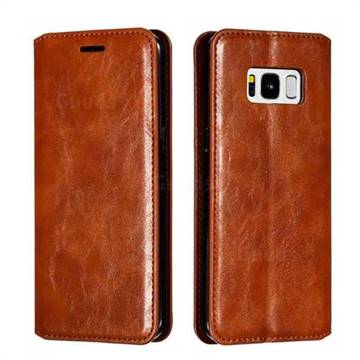 Retro Slim Magnetic Crazy Horse PU Leather Wallet Case for Samsung Galaxy S8 - Brown