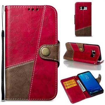Retro Magnetic Stitching Wallet Flip Cover for Samsung Galaxy S8 - Rose Red