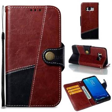 Retro Magnetic Stitching Wallet Flip Cover for Samsung Galaxy S8 - Dark Red