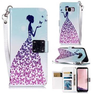 Butterfly Princess 3D Shiny Dazzle Smooth PU Leather Wallet Case for Samsung Galaxy S8