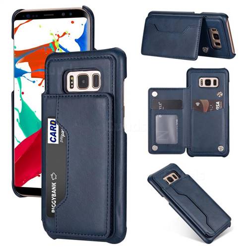 Luxury Magnetic Double Buckle Leather Phone Case for Samsung Galaxy S8 - Blue