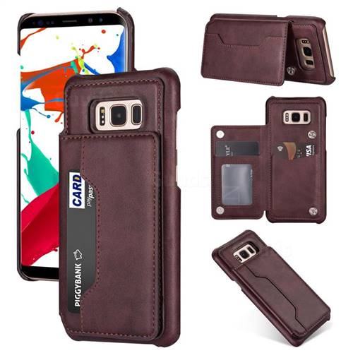 Luxury Magnetic Double Buckle Leather Phone Case for Samsung Galaxy S8 - Purple