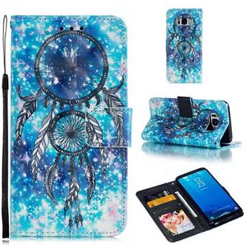 Blue Wind Chime 3D Painted Leather Phone Wallet Case for Samsung Galaxy S8