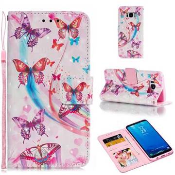 Ribbon Flying Butterfly 3D Painted Leather Phone Wallet Case for Samsung Galaxy S8