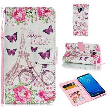 Bicycle Flower Tower 3D Painted Leather Phone Wallet Case for Samsung Galaxy S8