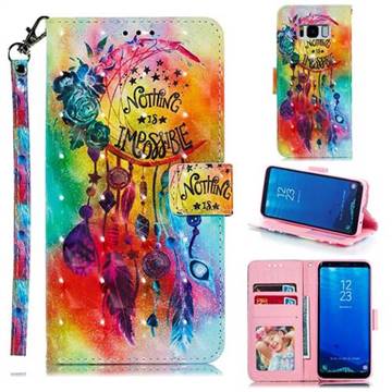 Flower Wind Chimes 3D Painted Leather Phone Wallet Case for Samsung Galaxy S8