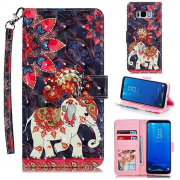 Phoenix Elephant 3D Painted Leather Phone Wallet Case for Samsung Galaxy S8