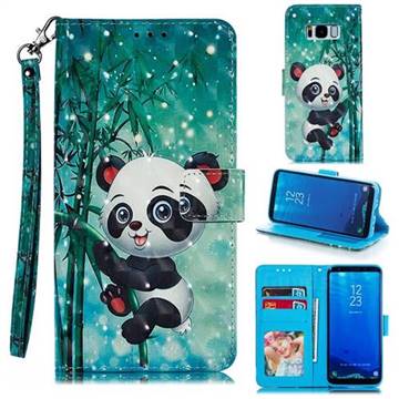 Cute Panda 3D Painted Leather Phone Wallet Case for Samsung Galaxy S8