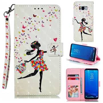 Flower Girl 3D Painted Leather Phone Wallet Case for Samsung Galaxy S8