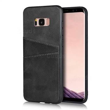 Simple Calf Card Slots Mobile Phone Back Cover for Samsung Galaxy S8 - Black