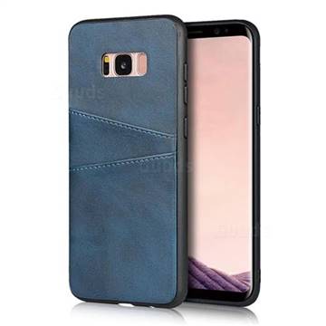 Simple Calf Card Slots Mobile Phone Back Cover for Samsung Galaxy S8 - Blue