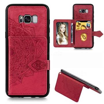 Mandala Flower Cloth Multifunction Stand Card Leather Phone Case for Samsung Galaxy S8 - Red