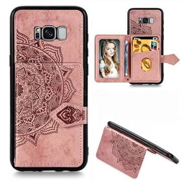 Mandala Flower Cloth Multifunction Stand Card Leather Phone Case for Samsung Galaxy S8 - Rose Gold