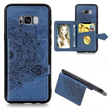 Mandala Flower Cloth Multifunction Stand Card Leather Phone Case for Samsung Galaxy S8 - Blue