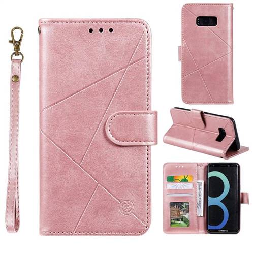 Embossing Geometric Leather Wallet Case for Samsung Galaxy S8 - Rose Gold