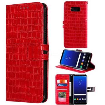 Luxury Crocodile Magnetic Leather Wallet Phone Case for Samsung Galaxy S8 - Red