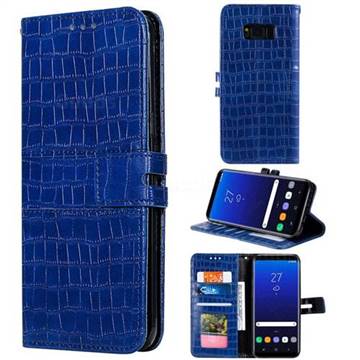 Luxury Crocodile Magnetic Leather Wallet Phone Case for Samsung Galaxy S8 - Blue