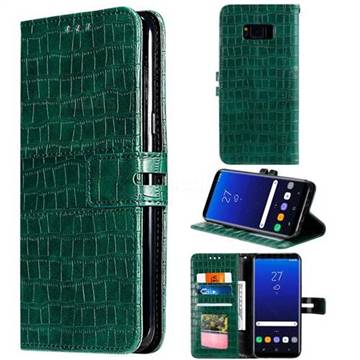 Luxury Crocodile Magnetic Leather Wallet Phone Case for Samsung Galaxy S8 - Green
