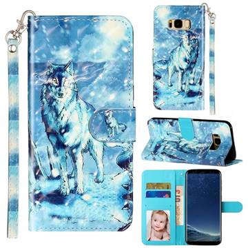 Snow Wolf 3D Leather Phone Holster Wallet Case for Samsung Galaxy S8