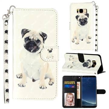 Pug Dog 3D Leather Phone Holster Wallet Case for Samsung Galaxy S8