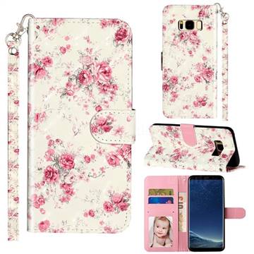 Rambler Rose Flower 3D Leather Phone Holster Wallet Case for Samsung Galaxy S8