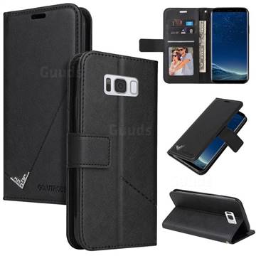 GQ.UTROBE Right Angle Silver Pendant Leather Wallet Phone Case for Samsung Galaxy S8 - Black