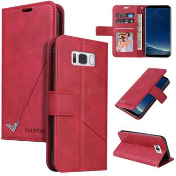 GQ.UTROBE Right Angle Silver Pendant Leather Wallet Phone Case for Samsung Galaxy S8 - Red