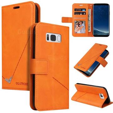 GQ.UTROBE Right Angle Silver Pendant Leather Wallet Phone Case for Samsung Galaxy S8 - Orange