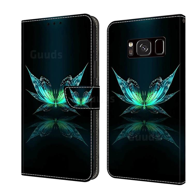 Reflection Butterfly Crystal PU Leather Protective Wallet Case Cover for Samsung Galaxy S8
