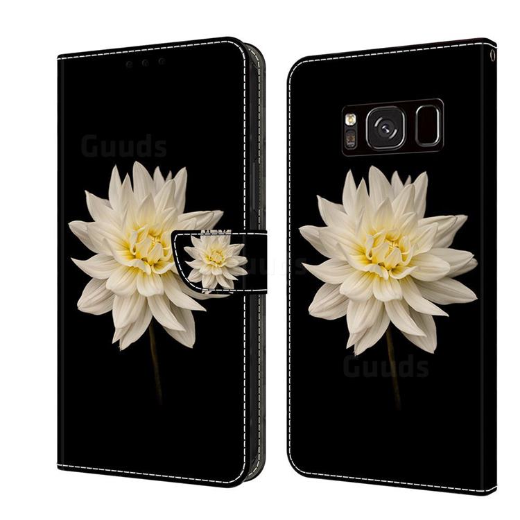 White Flower Crystal PU Leather Protective Wallet Case Cover for Samsung Galaxy S8