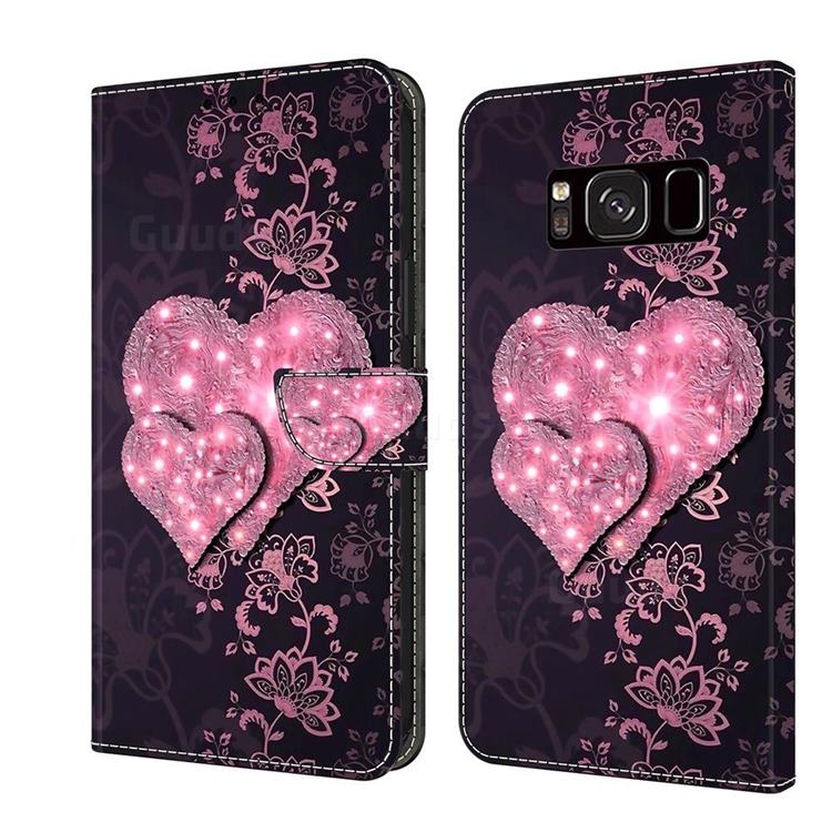 Lace Heart Crystal PU Leather Protective Wallet Case Cover for Samsung Galaxy S8