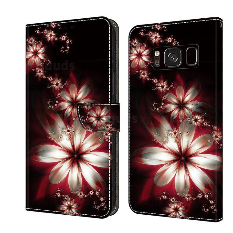 Red Dream Flower Crystal PU Leather Protective Wallet Case Cover for Samsung Galaxy S8