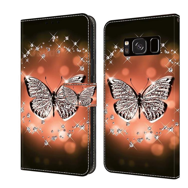 Crystal Butterfly Crystal PU Leather Protective Wallet Case Cover for Samsung Galaxy S8