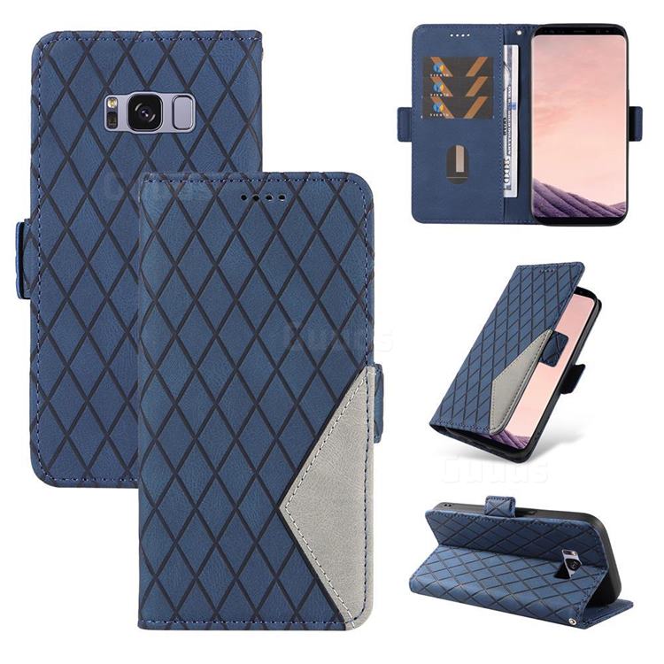 Grid Pattern Splicing Protective Wallet Case Cover for Samsung Galaxy S8 - Blue
