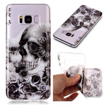 Black Flower Skull Super Clear Soft TPU Back Cover for Samsung Galaxy S8 Plus S8+
