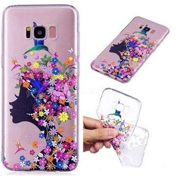 Floral Bird Girl Super Clear Soft TPU Back Cover for Samsung Galaxy S8 Plus S8+