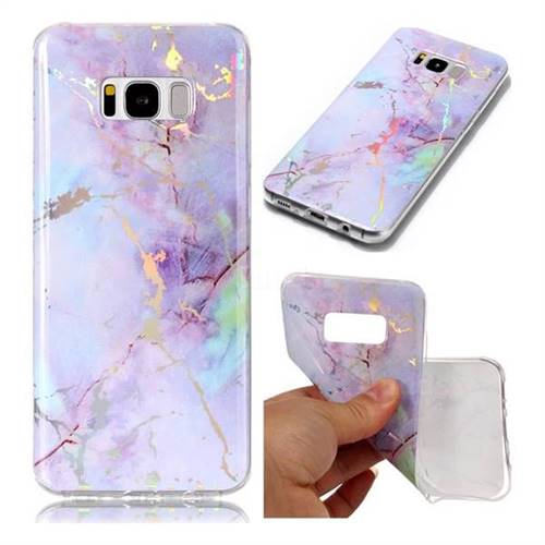 Color Plating Marble Pattern Soft TPU Case for Samsung Galaxy S8 Plus S8+ - Purple