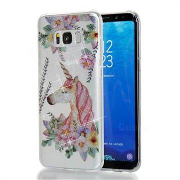 Flower Unicorn Flash Powder Super Clear Soft Back Cover for Samsung Galaxy S8 Plus S8+