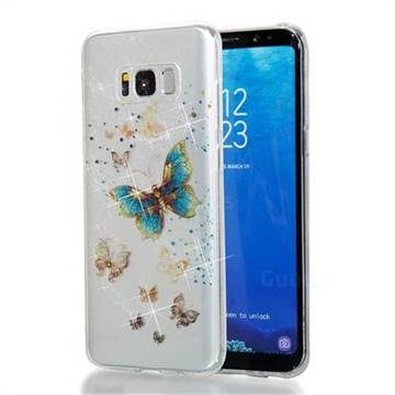 Golden Butterfly Flash Powder Super Clear Soft Back Cover for Samsung Galaxy S8 Plus S8+