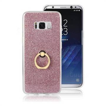 Luxury Soft TPU Glitter Back Ring Cover with 360 Rotate Finger Holder Buckle for Samsung Galaxy S8 Plus S8+ - Pink