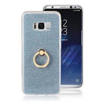 Luxury Soft TPU Glitter Back Ring Cover with 360 Rotate Finger Holder Buckle for Samsung Galaxy S8 Plus S8+ - Blue