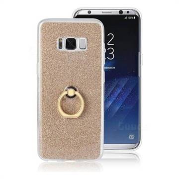 Luxury Soft TPU Glitter Back Ring Cover with 360 Rotate Finger Holder Buckle for Samsung Galaxy S8 Plus S8+ - Golden