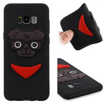 Glasses Dog Soft 3D Silicone Case for Samsung Galaxy S8 Plus S8+ - Black