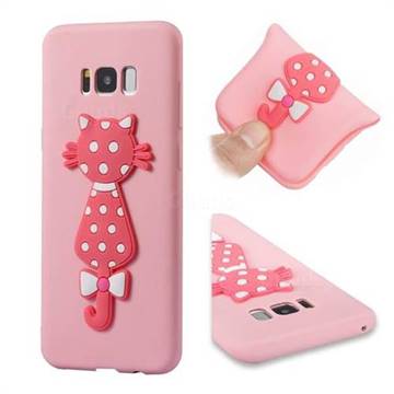 Polka Dot Cat Soft 3D Silicone Case for Samsung Galaxy S8 Plus S8+ - Pink