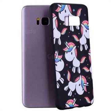 Rainbow Unicorn 3D Embossed Relief Black Soft Back Cover for Samsung Galaxy S8 Plus S8+