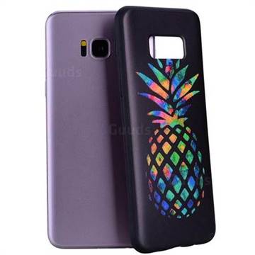 Colorful Pineapple 3D Embossed Relief Black Soft Back Cover for Samsung Galaxy S8 Plus S8+
