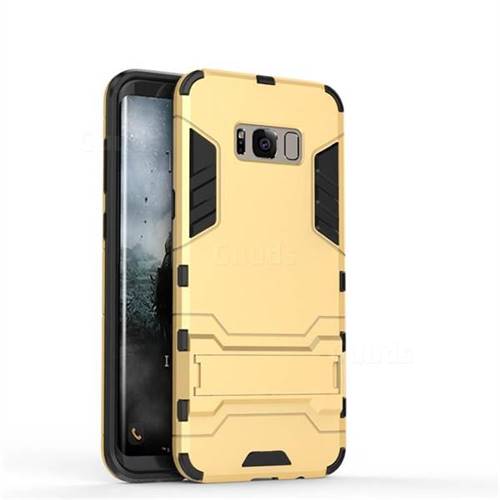 Armor Premium Tactical Grip Kickstand Shockproof Dual Layer Rugged Hard Cover for Samsung Galaxy S8 Plus S8+ - Golden